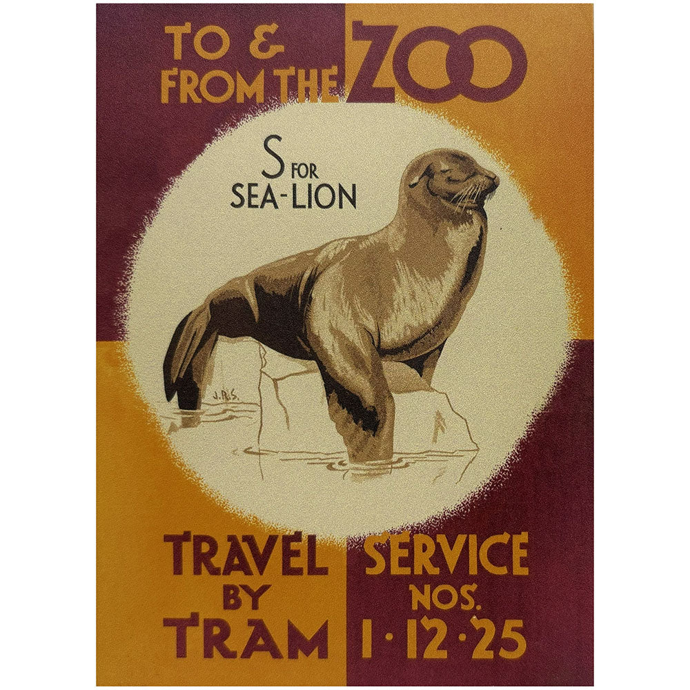 Edinburgh Zoo memories tram posters sea lion wooden postcard