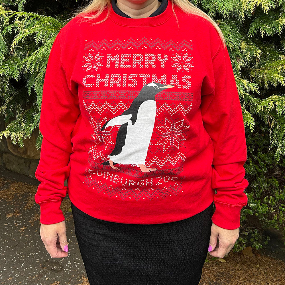 Edinburgh Zoo Gentoo Christmas Jumper - Red