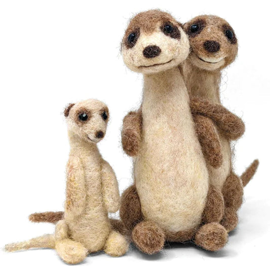 Create a cute meerkat family with this needle felting kit from The Crafty Kit Company! This needle felting kit contains everything needed to make two adorable meerkats with a baby.
