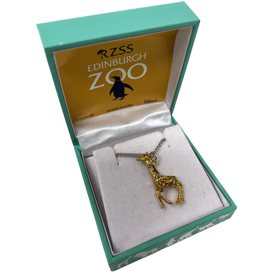 Spread some sparkle with this dazzling Edinburgh Zoo Boxed Giraffe Pendant. Silver plated pendant and chain, comes in an Edinburgh Zoo branded gift box.