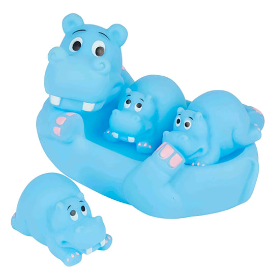 This Hippo family bath toy set by Ravensden is a great gift to ensure a fun bath time! Comes complete with large hippo and three small. Dimension: 18cm length.
