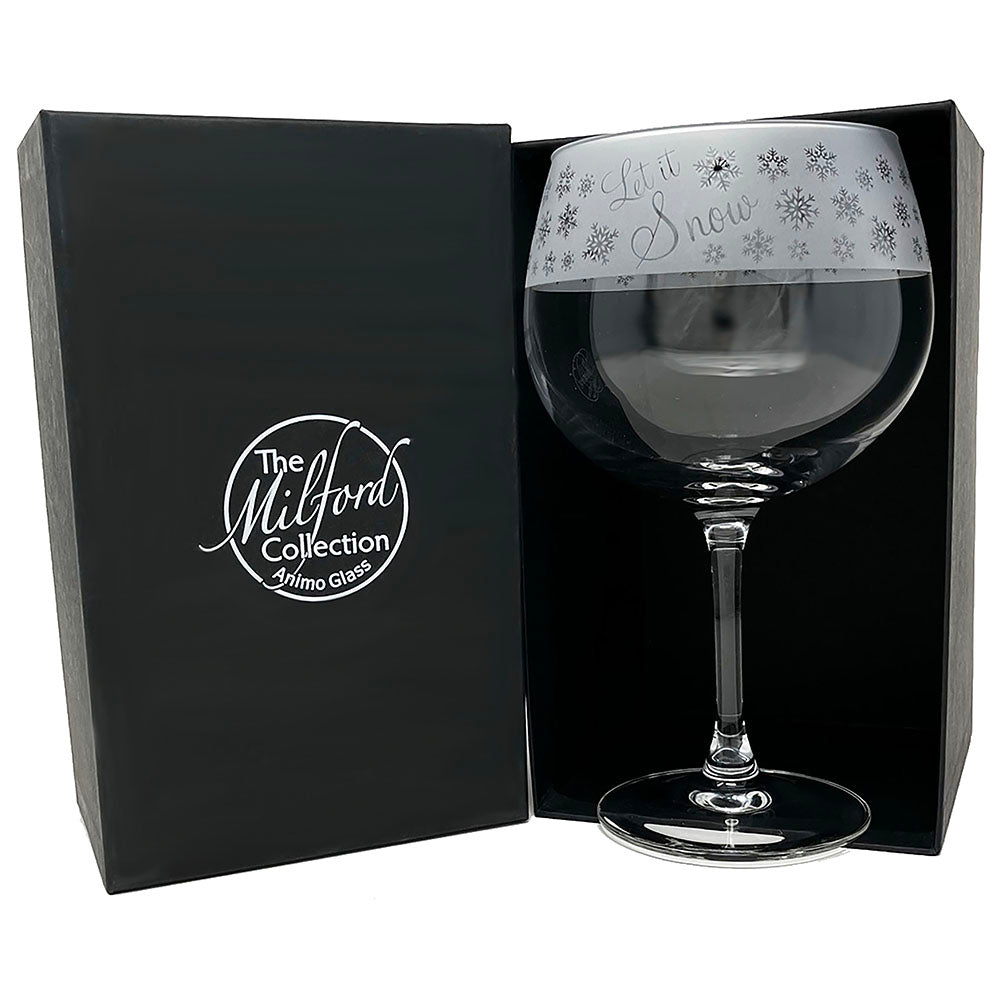 This beautiful hand crafted Milford Collection Gin Balloon is decorated with a festive Let It Snow design. The perfect gift for that special someone this festive season. Dimensions: Width 11cm, depth 10cm and height 19.5cm.