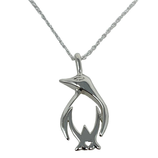 This Sterling Silver Penguin Necklace from Reeves & Reeves, made exclusively for RZSS. Crafted from fine sterling silver with a beautiful weight to it, the penguin is lovely and tactile and its high shine finish reflects the light as you move. The penguin is crafted in an silhouette style, which is just a little different and perfect for catching the attention of those who set eyes on it. The penguin sits on a sterling silver chain which is adjustable from 16 to 18 inches, making it the perfect gift.