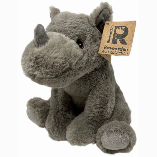 This super soft and cuddly Rhino by Ravensden has a plush body and felted horn. Stay Eco friendly as this toy is made from recycled materials. Suitable from Birth. Wipe Clean Only. Size: 23cm