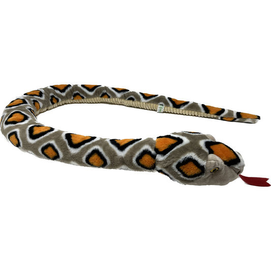 This Snake by Keel is made from 100% recycled materials. Creating recycled polyester from plastic bottles uses 59% less energy, this toy was made from 16 recycled plastic bottles. All over plush for super soft cuddling and cord underside. Saving on unnecessary plastics, the snakes eyes are embroidered for a unique and playful look. Hand wash. 150cm long.