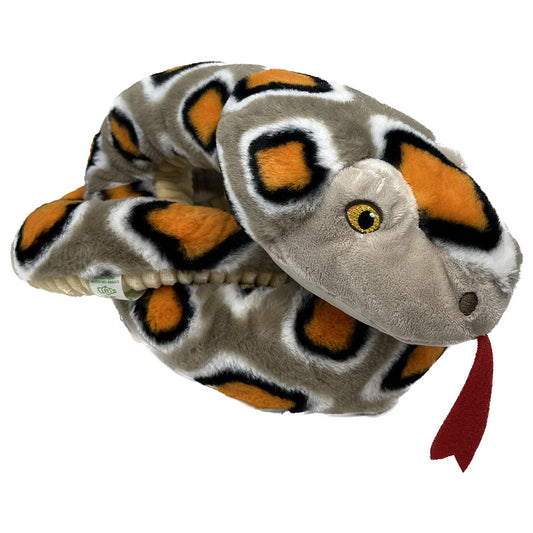 This Snake by Keel is made from 100% recycled materials. Creating recycled polyester from plastic bottles uses 59% less energy, this toy was made from 16 recycled plastic bottles. All over plush for super soft cuddling and cord underside. Saving on unnecessary plastics, the snakes eyes are embroidered for a unique and playful look. Hand wash. 150cm long.