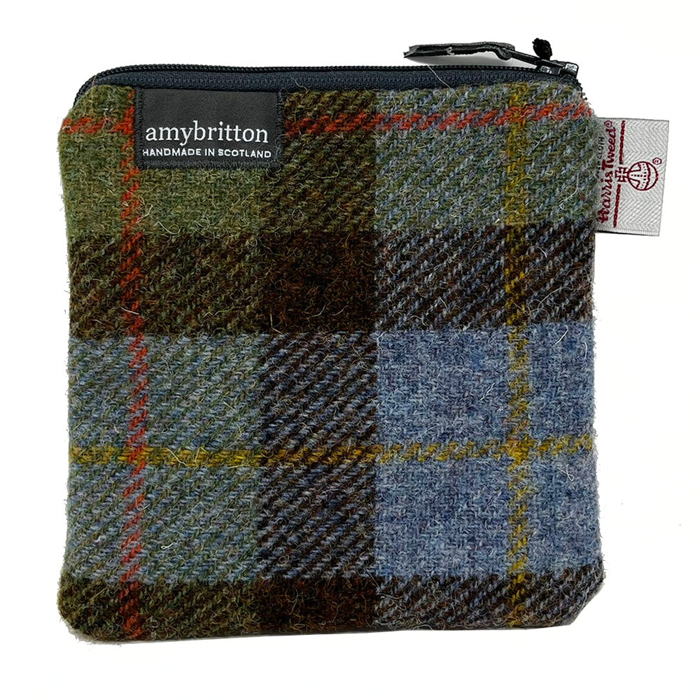 Scottish Wildcat Harris Tweed Large Square Purse