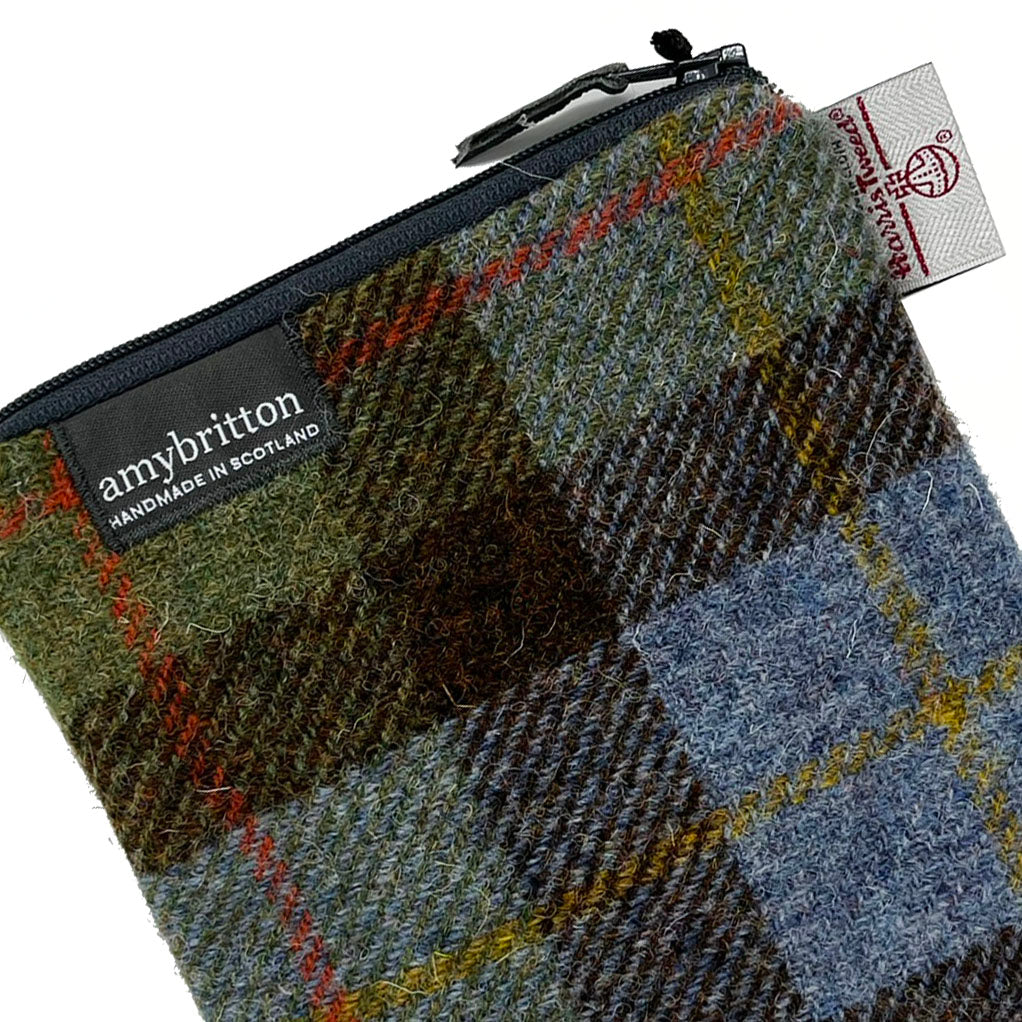 Scottish Wildcat Harris Tweed Large Square Purse