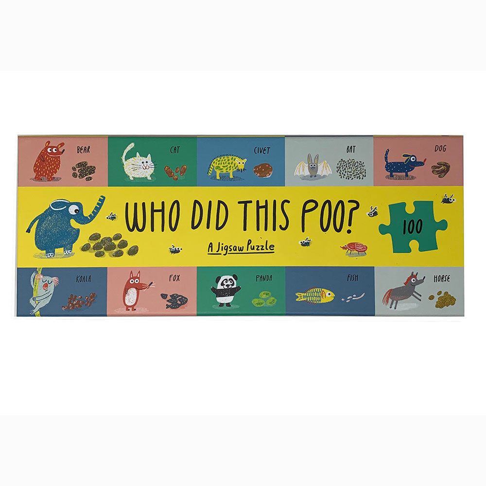 There are so many different kinds of poo out there. Did you know that wombats poo in cubes? And that penguins poop in squirts that are different colours depending on what they've eaten? Find out all you ever wanted to know about animal poo while building this colourful floor puzzle. This is a giant 100 piece floor jigsaw puzzle showing animals and their poos! Once complete the puzzle is just under 3ft wide! The sturdy puzzle pieces are presented inside a brightly coloured box, 100 piece puzzle.