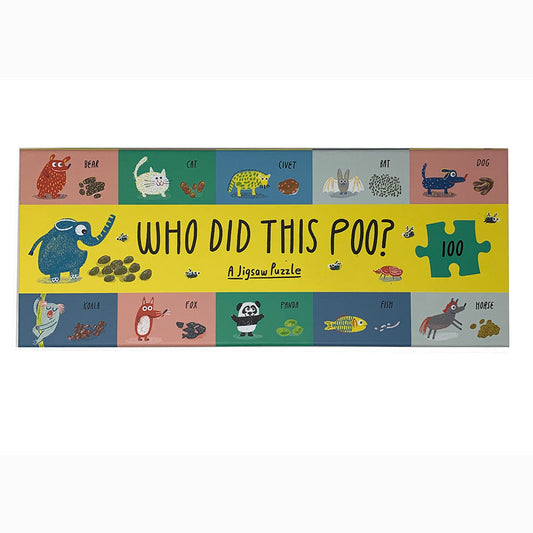 There are so many different kinds of poo out there. Did you know that wombats poo in cubes? And that penguins poop in squirts that are different colours depending on what they've eaten? Find out all you ever wanted to know about animal poo while building this colourful floor puzzle.  This is a giant 100 piece floor jigsaw puzzle showing animals and their poos! Once complete the puzzle is just under 3ft wide! The sturdy puzzle pieces are presented inside a brightly coloured box, 100 piece puzzle.