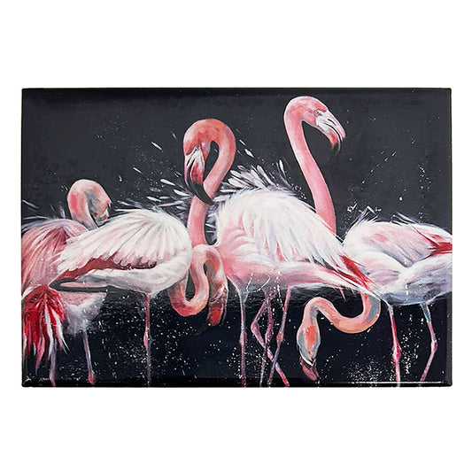 Ally Smith is a local Edinburgh based artist who has always been inspired to paint nature. Ally paints in contemporary bright, bold colours, creating characterful animal studies.  This Flamingo rectangular magnet will make a bright addition to any home.  9cm x 6.5cm
