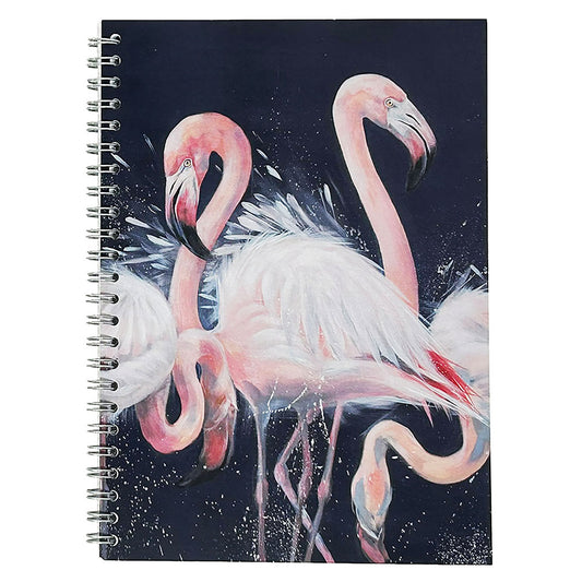 Ally Smith is a local Edinburgh based artist who has always been inspired to paint nature. Ally paints in contemporary bright, bold colours, creating characterful animal studies.  This Flamingo Notebook is perfect for all your lists, drawings and doodles.  A5 Spiral bound, blank pages.