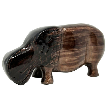 This Brushed Brown Hippo is not only lovely to look at but also eco friendly, made from recycled aluminium&nbsp;

The hippo is Fair Trade and hand made by Indian artisans.&nbsp; The hippos are cast, then rough polished and enamelled before being beautifully finished with a smooth polish.&nbsp; Every one of these items is individually made to the very highest quality with a hand finished colour enamel.&nbsp;&nbsp;The translucent colour is rich and deep, through to the recycled aluminium beneath.

These stunn