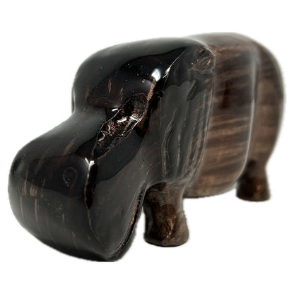 This Brushed Brown Hippo is not only lovely to look at but also eco friendly, made from recycled aluminium&nbsp;

The hippo is Fair Trade and hand made by Indian artisans.&nbsp; The hippos are cast, then rough polished and enamelled before being beautifully finished with a smooth polish.&nbsp; Every one of these items is individually made to the very highest quality with a hand finished colour enamel.&nbsp;&nbsp;The translucent colour is rich and deep, through to the recycled aluminium beneath.

These stunn