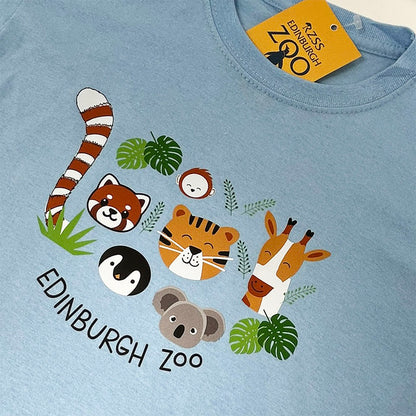 Edinburgh Zoo Animal Faces Children's T-Shirt - Blue