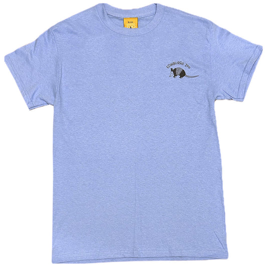 Get ready to rock your inner animal lover with our Edinburgh Zoo Armadillo Pocket Print T-shirt! This quirky and fun t-shirt features a cute armadillo design on a Carolina Blue, cotton T-shirt. Show off your love for all creatures great and small with this playful and unique tee.