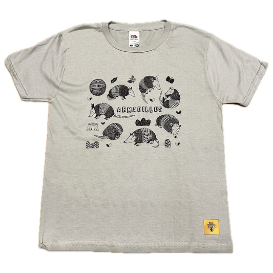 Edinburgh Zoo Multi Armadillo Print Children's T-Shirt - Zinc