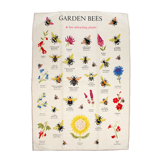 Garden Bees Cotton Tea Towel