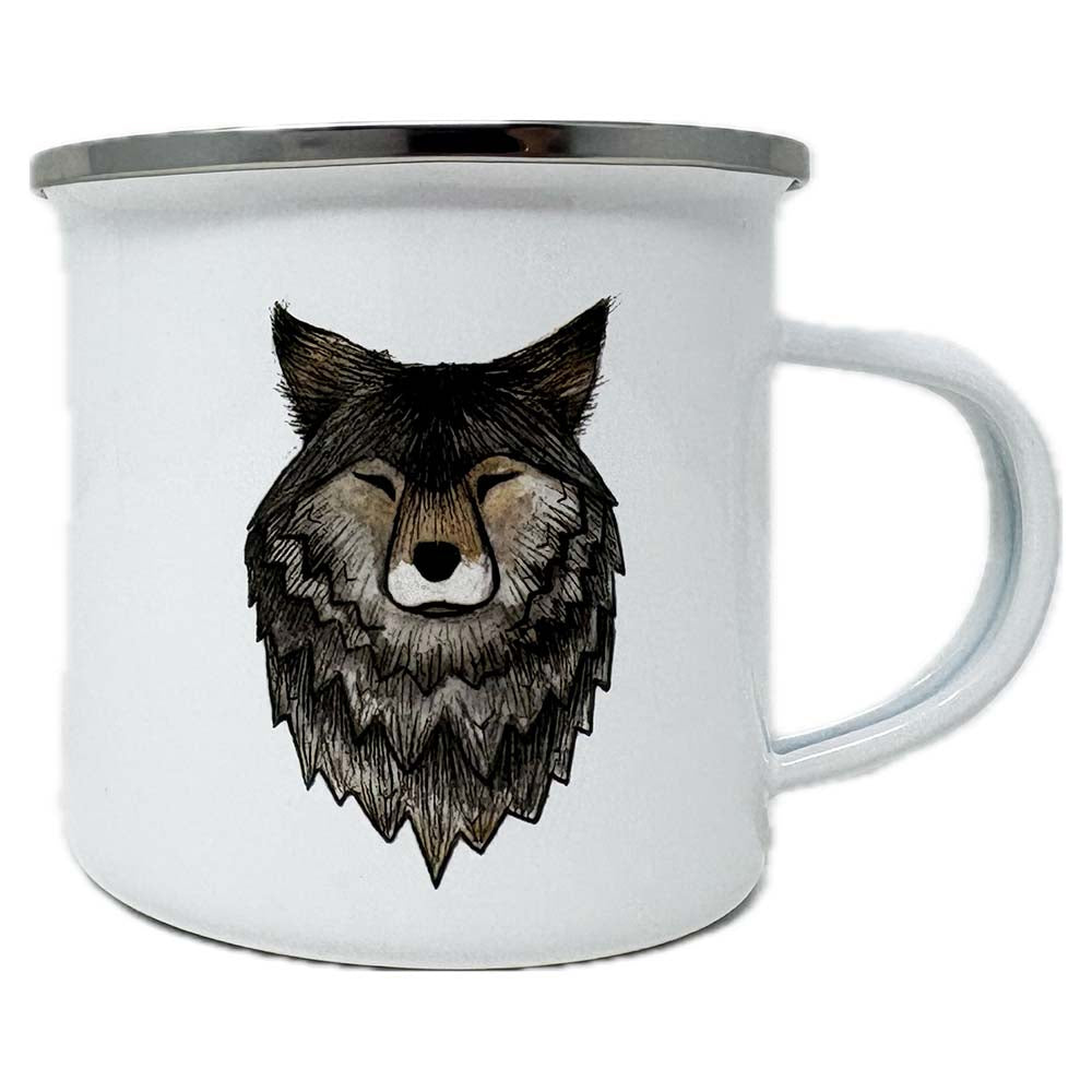Sip your favourite hot or cold beverage in style with this fancy Wolf Enamel Mug by Catherine Redgate. Featuring a delightful tin/enamel mug with wolf on one side and a stylised mountain/lone wolf logo on the other. This cup is perfect for adding an fierce touch to your home.

Pawsitively purr-fect!

Hand Wash Only