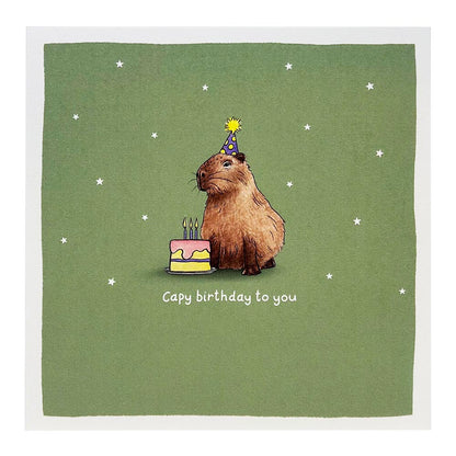 Capy Birthday card with super sweet Capybara illustration.

Designed and printed in the UK.

Made from recycled materials.

Blank inside.

15x15cm