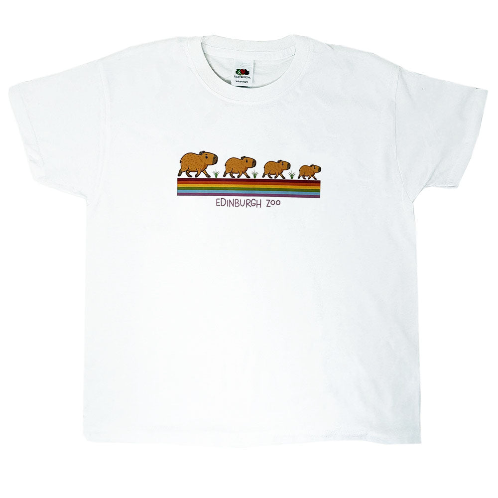 Edinburgh Zoo capybara rainbow children's t-shirt - white