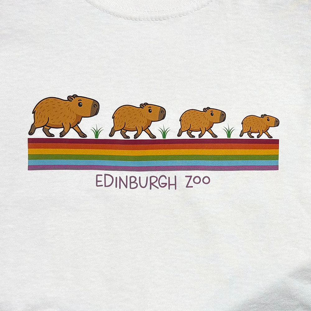 Edinburgh Zoo capybara rainbow children's t-shirt - white