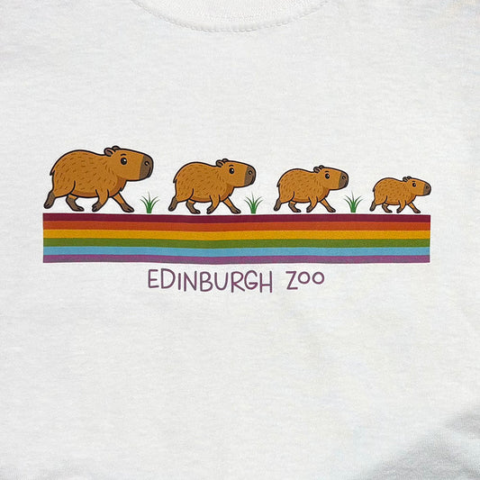 Edinburgh Zoo Capybara Rainbow Children's T-Shirt - White