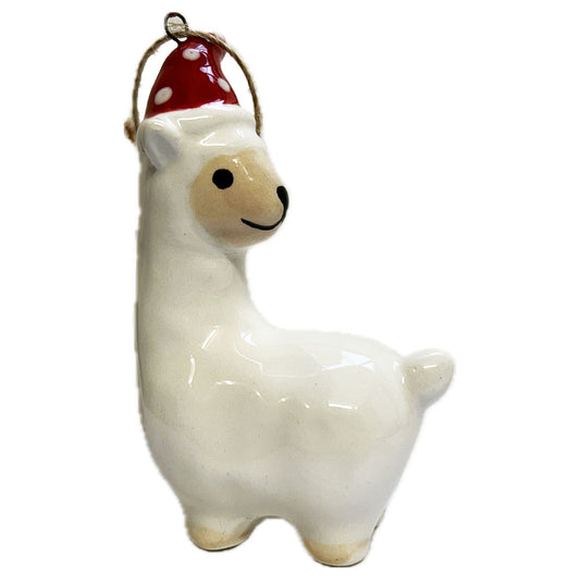 Ceramic Llama Christmas Decoration