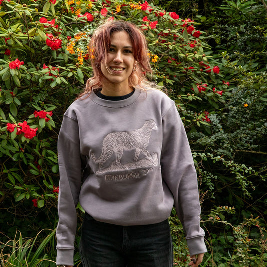 Edinburgh Zoo Embroidered Cheetah Sweatshirt - Dusty Lilac