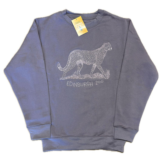 Edinburgh Zoo Embroidered Cheetah Sweatshirt - Dusty Lilac