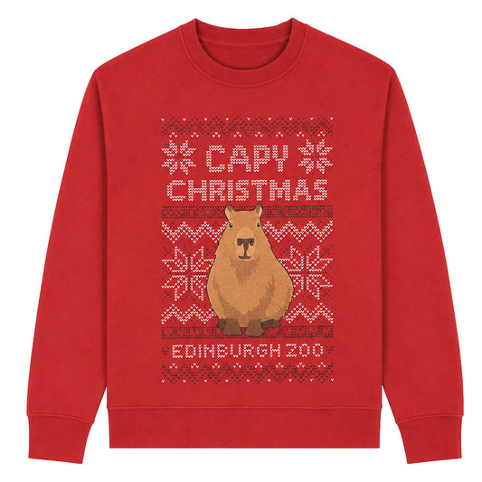 Edinburgh Zoo capy Christmas jumper - red