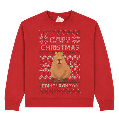 Edinburgh Zoo children's capy Christmas jumper - red