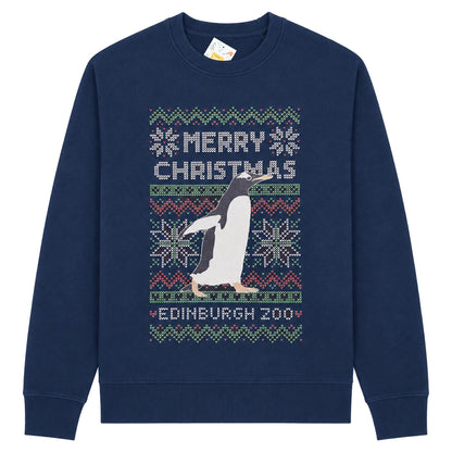 Edinburgh Zoo gentoo Christmas jumper - navy