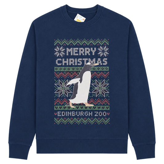 Edinburgh Zoo gentoo Christmas jumper - navy