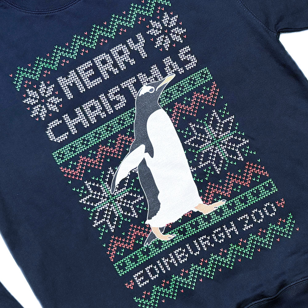 Edinburgh Zoo gentoo Christmas jumper - navy