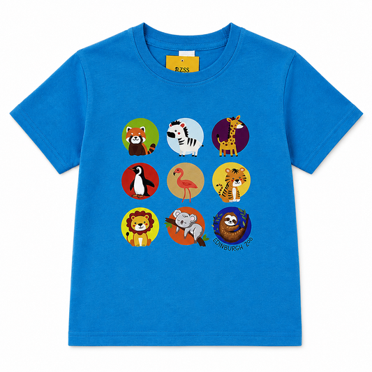 Edinburgh Zoo nine animal children's t-shirt - azure