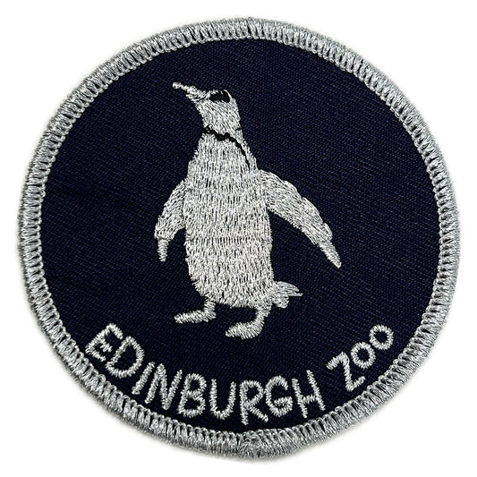 P..p..p..pick up a Penguin Patch with Edinburgh Zoo embroidery. This fabulous Navy patch with silver embroidery can be ironed or sewn onto various materials.