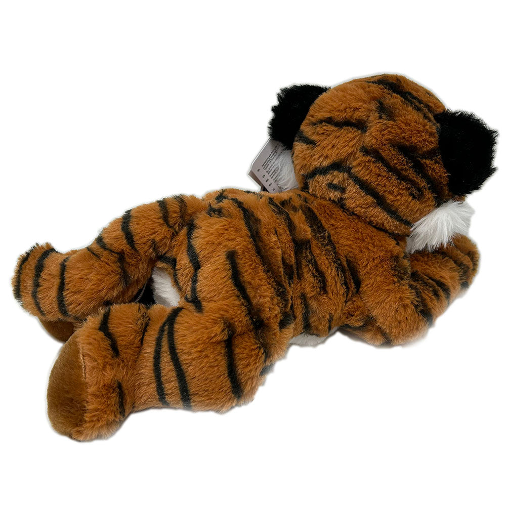 Wild Republic EcoKins Tiger soft, plush toy is 35cm long, manufactured and stuffed with 100% recycled PET materials. This beautiful and educational toy is environmentally friendly, made from 16 recycled water bottles and extremely huggable. Hand wash. 30cm