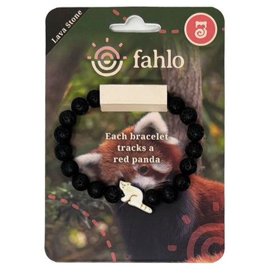 Fahlo red panda bracelet - lava stone