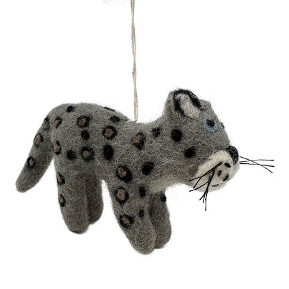 Felt snow leopard hanging decoration