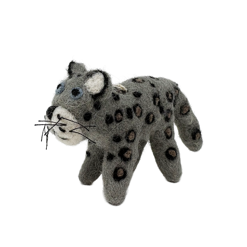 Felt snow leopard hanging decoration