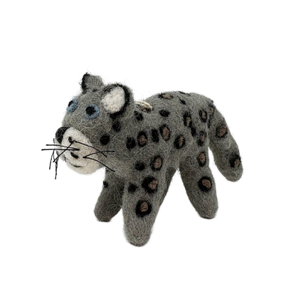 Felt snow leopard hanging decoration
