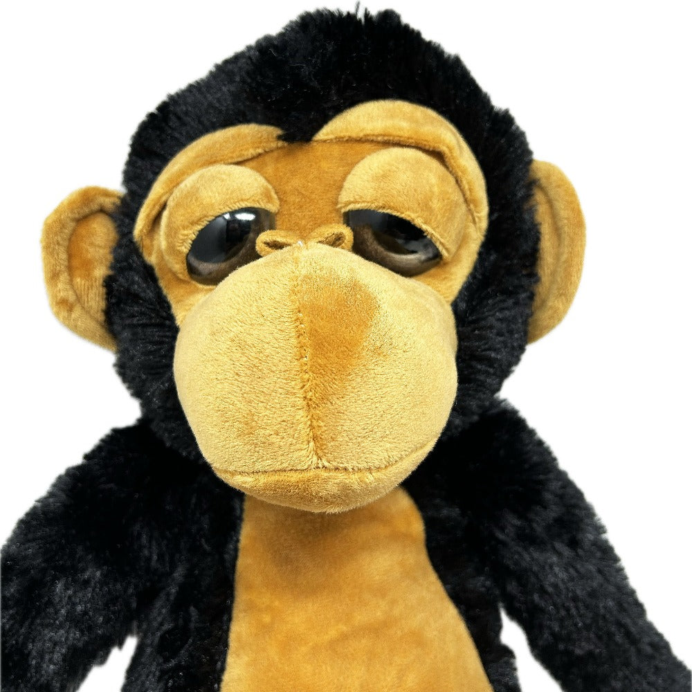 Meet your new funky friend - the Funkyland Chimpanzee Soft Toy! Made from the softest, longest pile fabric and stuffed with environmentally-friendly RPET filling, this plush toy is sure to be a hit. With huge, expressive eyes and velcro inside the hands for extra playfulness, it's irresistible.  90cm