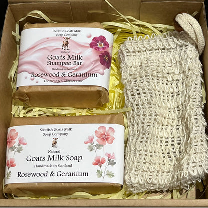 Goatsmilk Rosewood & Geranium Shampoo and Soap Gift Set