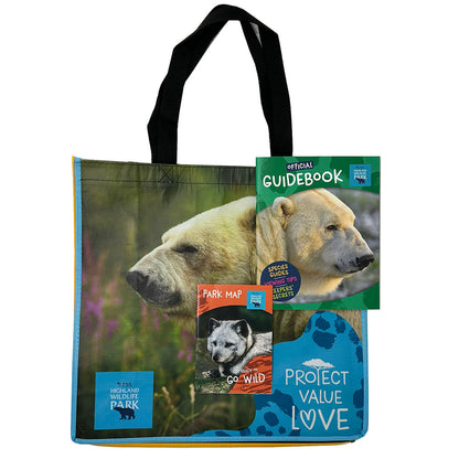 Get ready for an adventure at the Highland Wildlife Park with this exclusive Essentials Pack.

Enclosed you'll find -&nbsp;

RZSS Recycled Bag, made with recycled materials.
Highland Wildlife Park Guidebook (Polar Bear or Snow Leopard cover), filled with fun facts, keepers secrets and viewing tips.
Highland Wildlife Park Map to help you plan your day.

(If you have a preference of guidebook cover, please let us know in the notes on the payment page.)