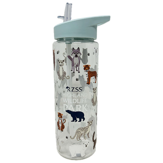 Highland Wildlife Park Multi Animal Clear Water Bottle - Mint