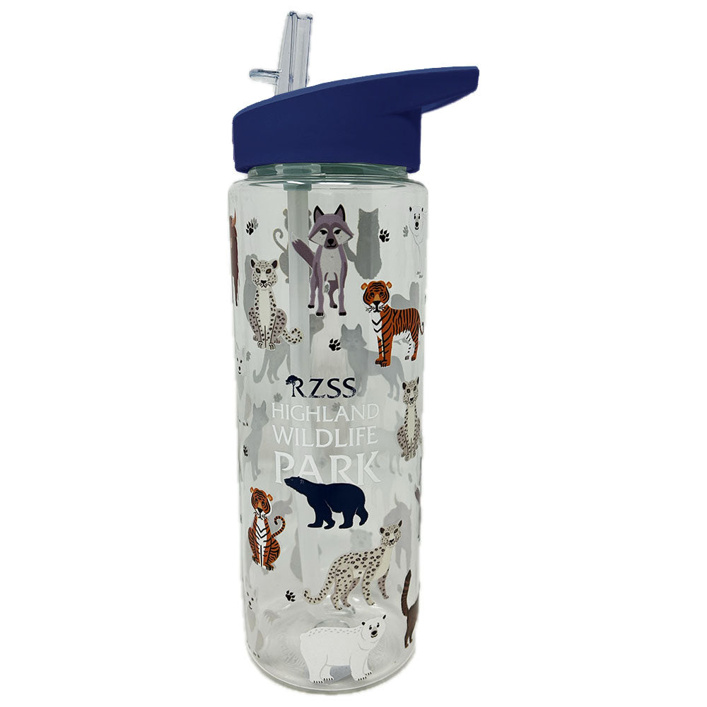 Highland Wildlife Park multi animal clear water bottle - navy