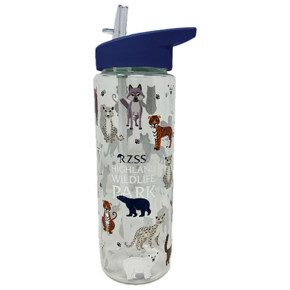 Highland Wildlife Park multi animal clear water bottle - navy