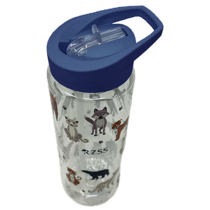 Highland Wildlife Park multi animal clear water bottle - navy