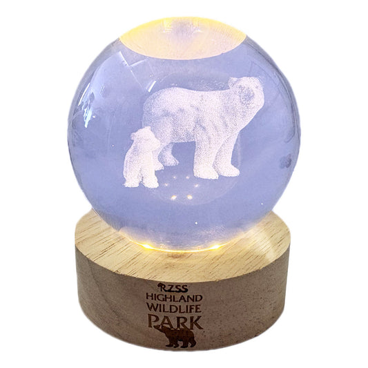 Highland Wildlife Park Polar Bear Light Up Crystal Globe